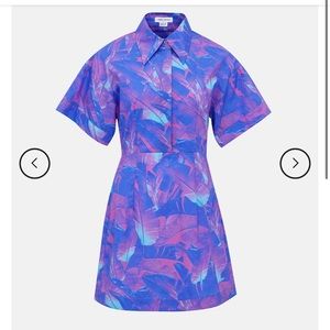 Abstract Print Drop Shoulder Sleeve Shirt Style Mini Dresses Small